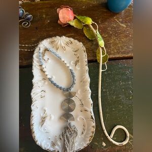 Triple moon goodness necklace with semi precious stone beads